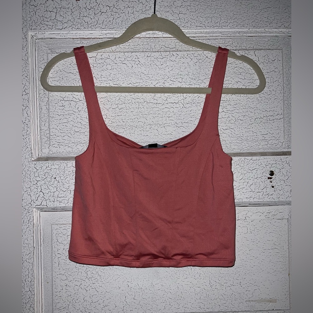 Forever 21 Pink Fitted Crop Tank Top